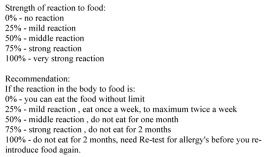 Allergy food test key.