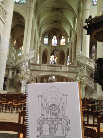 Sketching in St. Etinnene du Mont church