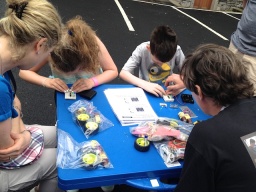 ...and taught a number of fair-goers how to build their own robots. One 6 year old girl built a robot start to finish!